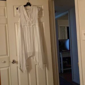 White cotton high low dress